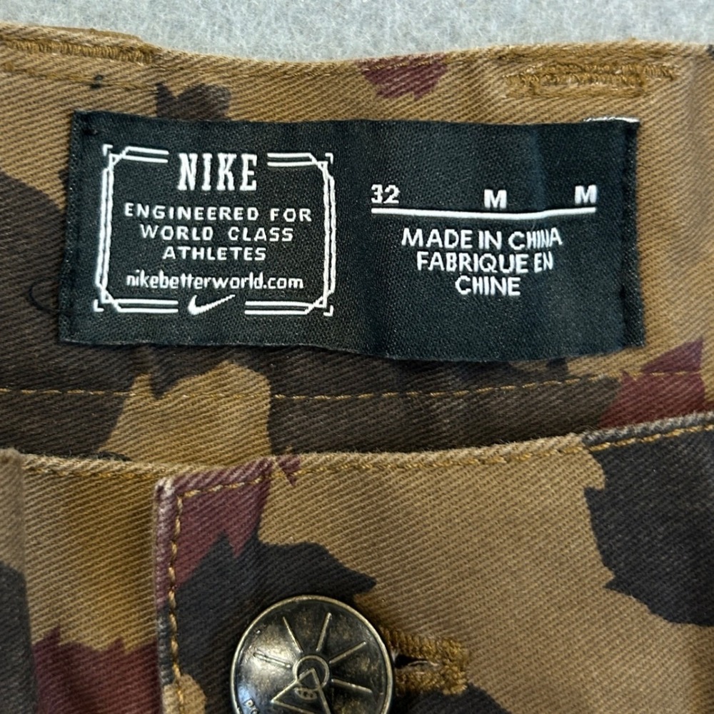 Nike x Poler Outdoor Co Chino Pants Men 32 Brown Camo Stretch Hiking Streetwear - Picture 6 of 13